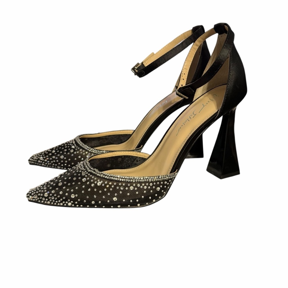 Betsey Johnson/Black/ Women's Viola Rhinestone Mesh Evening Pumps/Size: 10 - Picture 4 of 16
